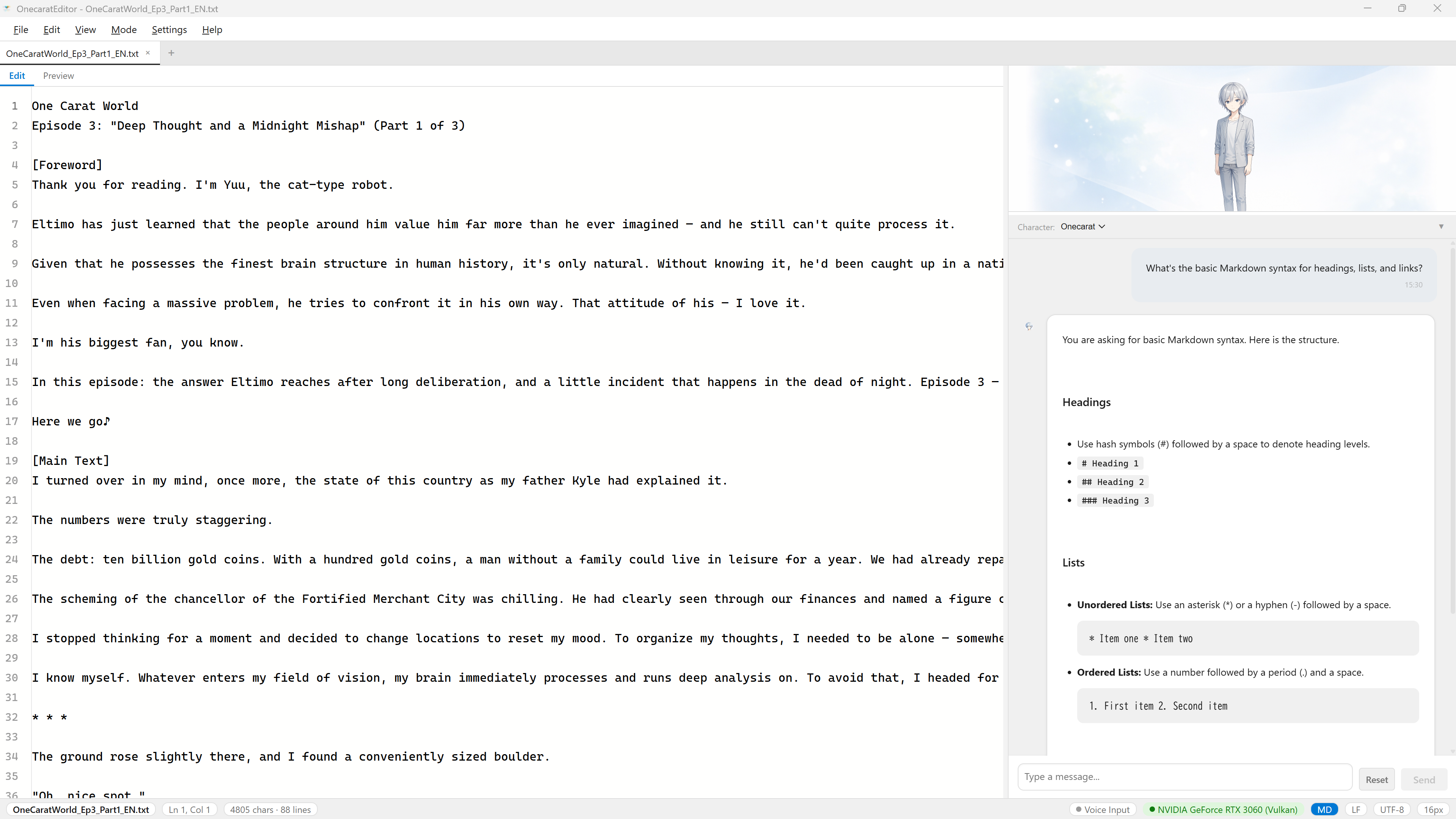 OnecaratEditor Free edition — editor with AI chat
